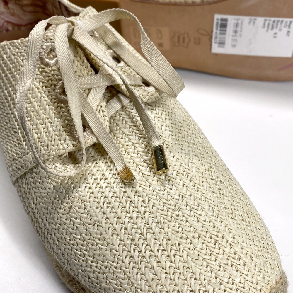 Joie Wallie Espadrille Raffia Platform Lace-Up Sneakers Size EU 39 Ivory - Picture 10 of 13